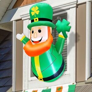 Inflatable Leprechaun Holiday Decor - Green and Orange